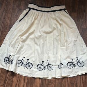 Cream Bicycle Print Skirt